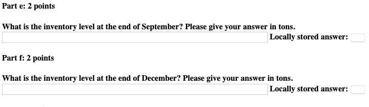 Part e: 2 points What is the inventory level at