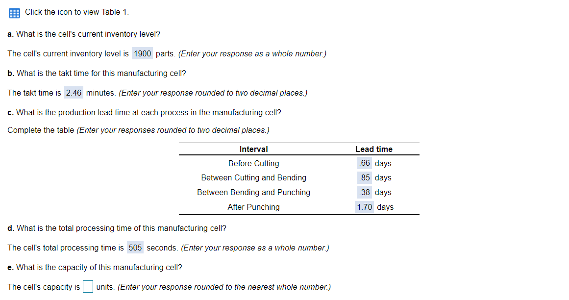I'm having trouble with part e. Overall Process