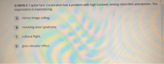 Q EM16.1: Capital Sync Corporation has a problem
