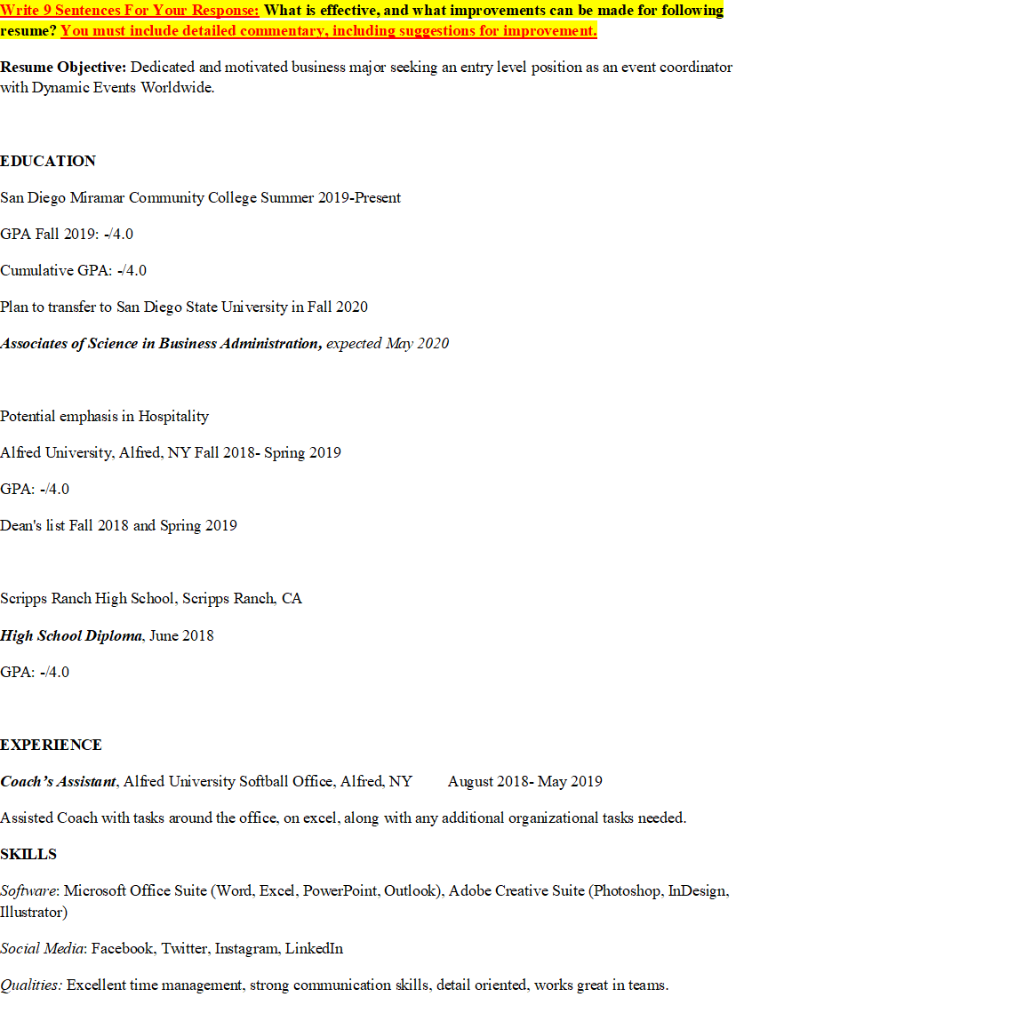 Write 9 Sentences For Your Response: What is