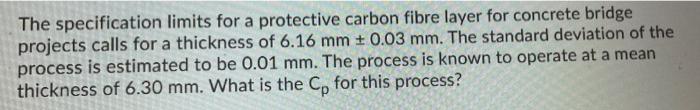 The specification limits for a protective carbon