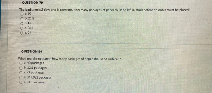 A large law firm uses an average of 45 packages