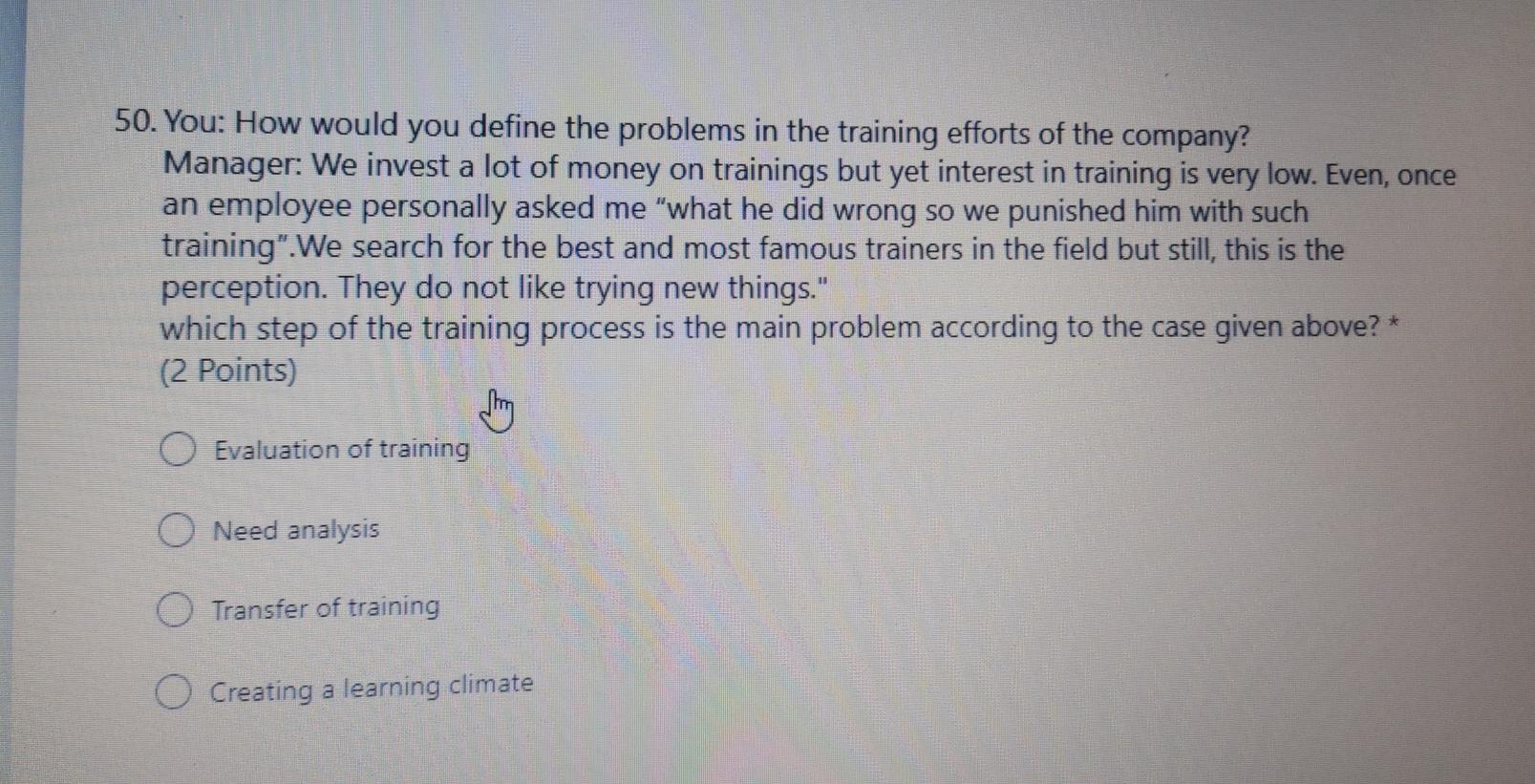 50. You: How would you define the problems in the