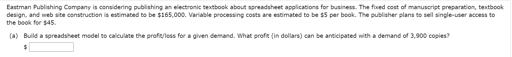 Eastman Publishing Company is considering