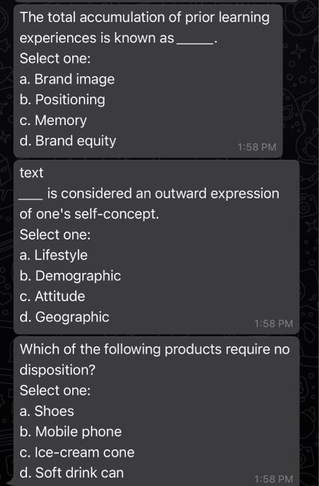 Marketing The total accumulation of prior