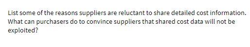 List some of the reasons suppliers are reluctant