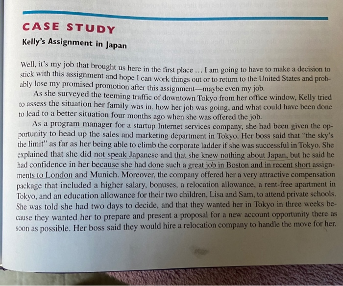Case Study: Kellys Assignment in Japan (Read the