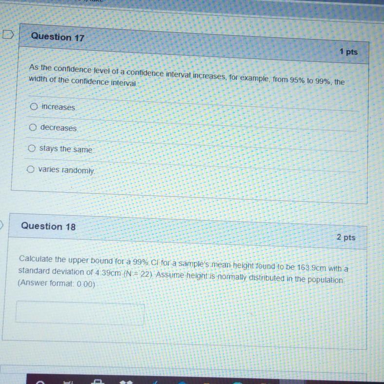 Question 11 1 pts A retrospective study looking