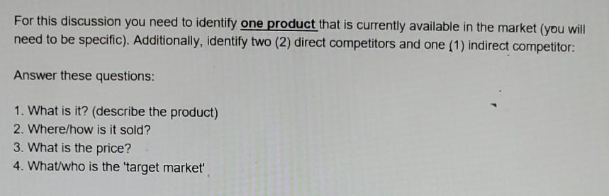 For this discussion you need to identify one