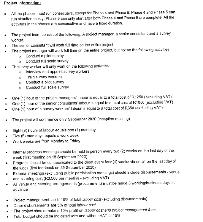 PROJECT MANAGEMENT QUESTION "All the phases must