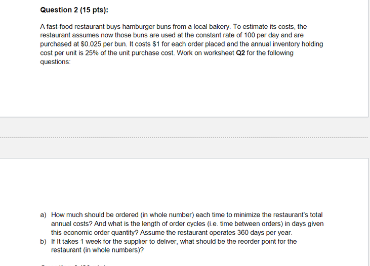 Please help to answer the question in EXCEL.