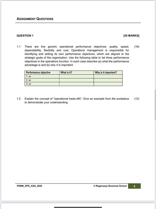 QUESTION 1 [30 MARKS] 1.1 There are five generic