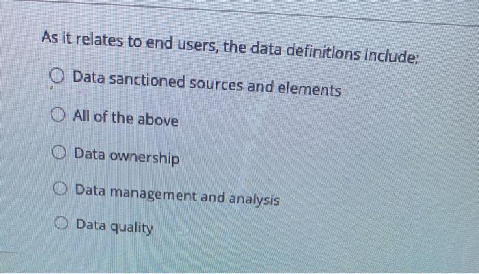 As it relates to end users, the data definitions