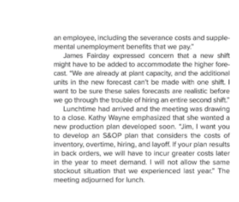 Develop an S&OP plan by month for fiscal year