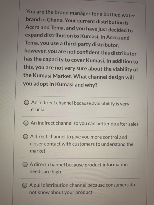 You are the brand manager for a bottled water