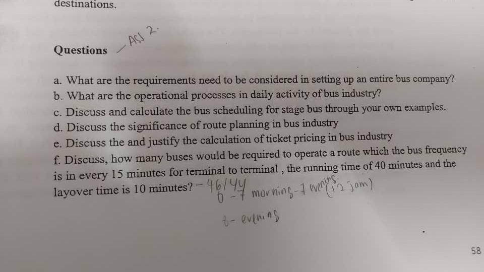 destinations. ASS 2. Questions a. What are the