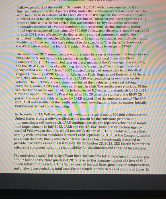 Volkswagen shocked the world on September 18,