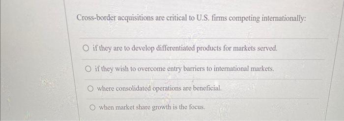 Cross-border acquisitions are critical to U.S.