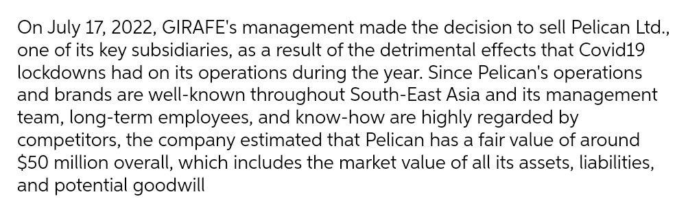 On July 17, 2022, GIRAFE's management made the