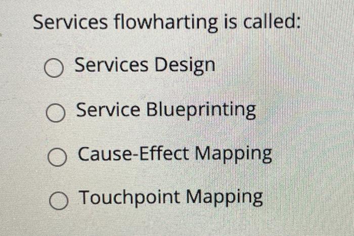 Services flowharting is called: O Services Design
