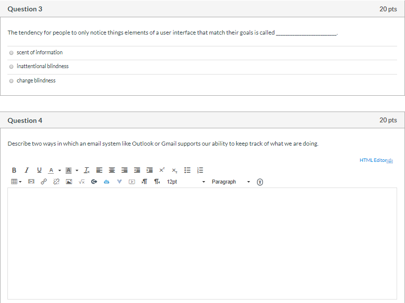 Please answer both questions: Question 3 20 pts