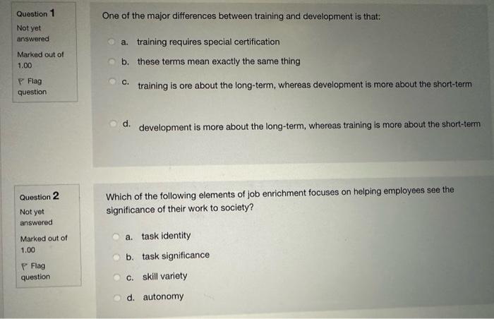 One of the major differences between training and