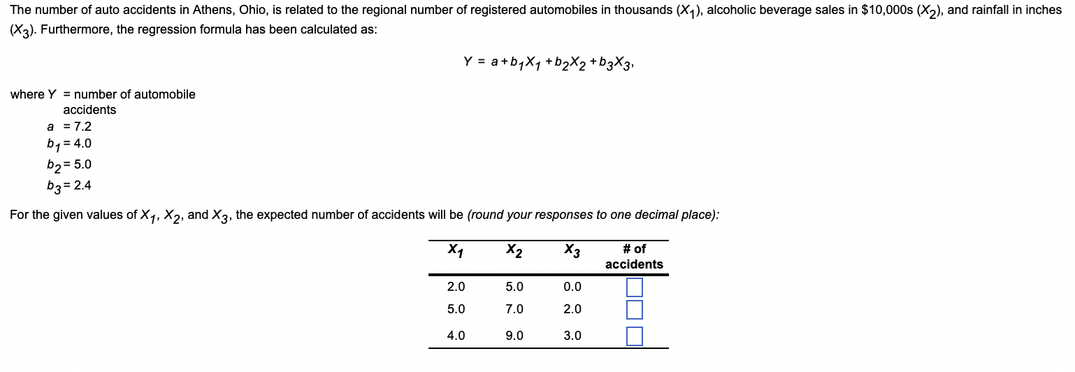 The number of auto accidents in Athens, Ohio, is