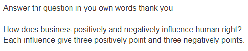 Answer thr question in you own words thank you