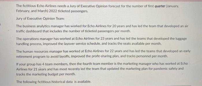 The fictitious Echo Airlines needs a Jury of