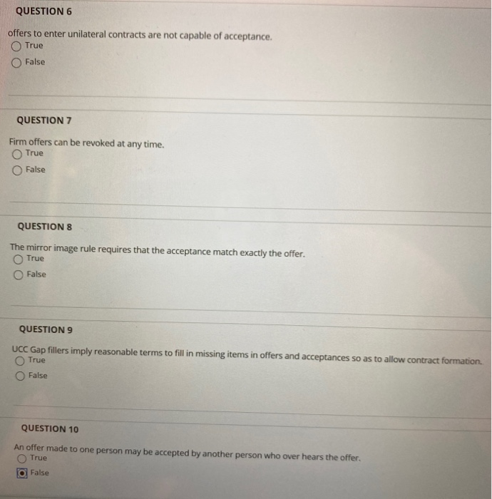 QUESTION 6 offers to enter unilateral contracts