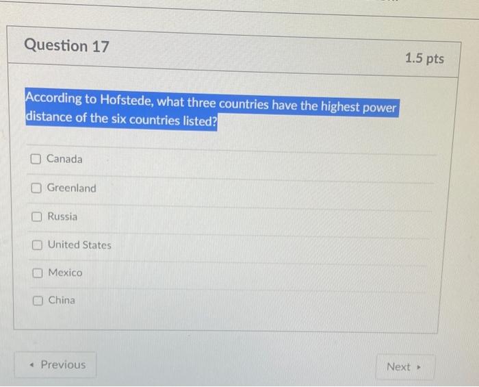 Question 8 5 pts What other factors of culture