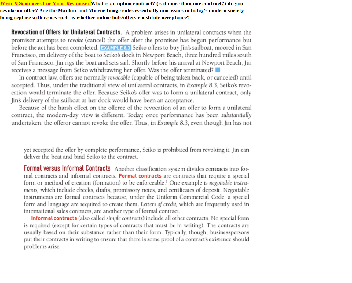 Write 9 Sentences For Your Response: What is an