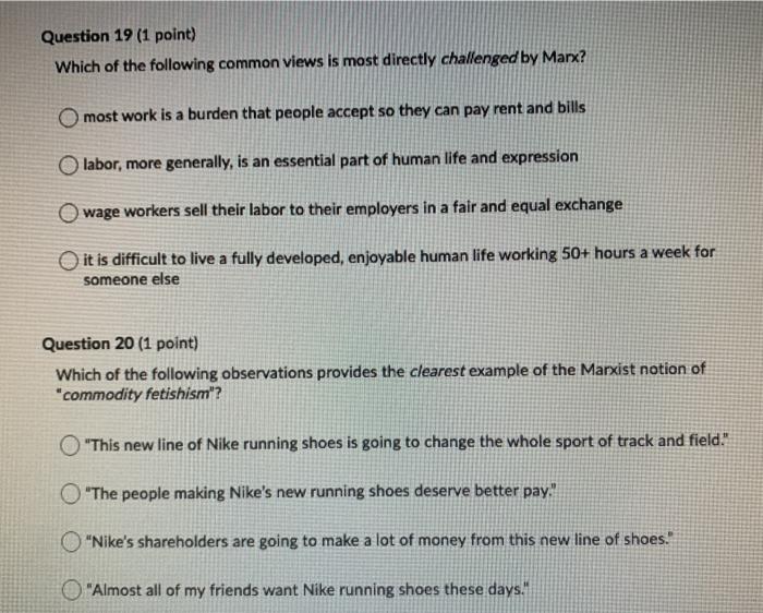 Question 19 (1 point) Which of the following