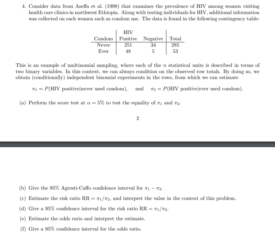 4. Consider data from Aseffa et al. (1998) that
