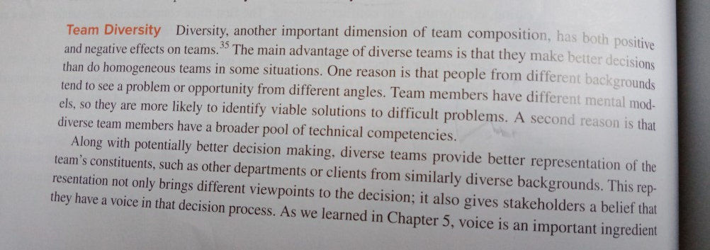 While team diversity is a good thing , it does