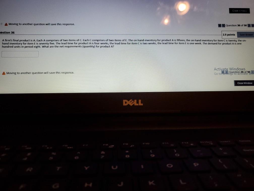 Moving to another question will save this