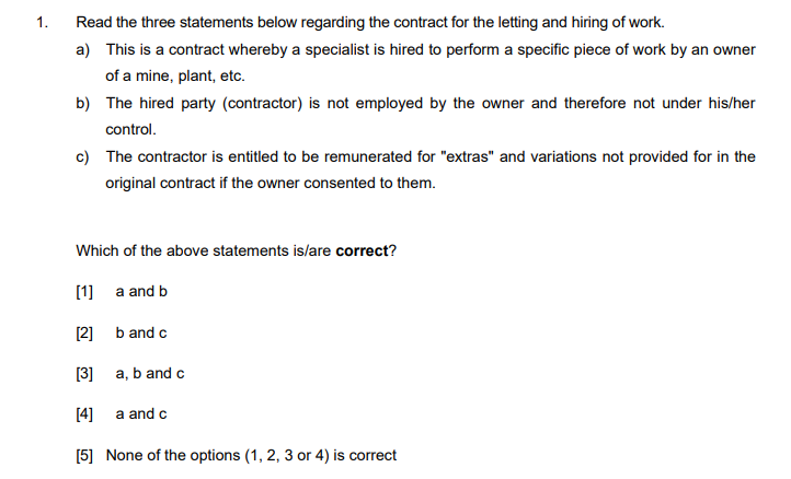 1. Read the three statements below regarding the