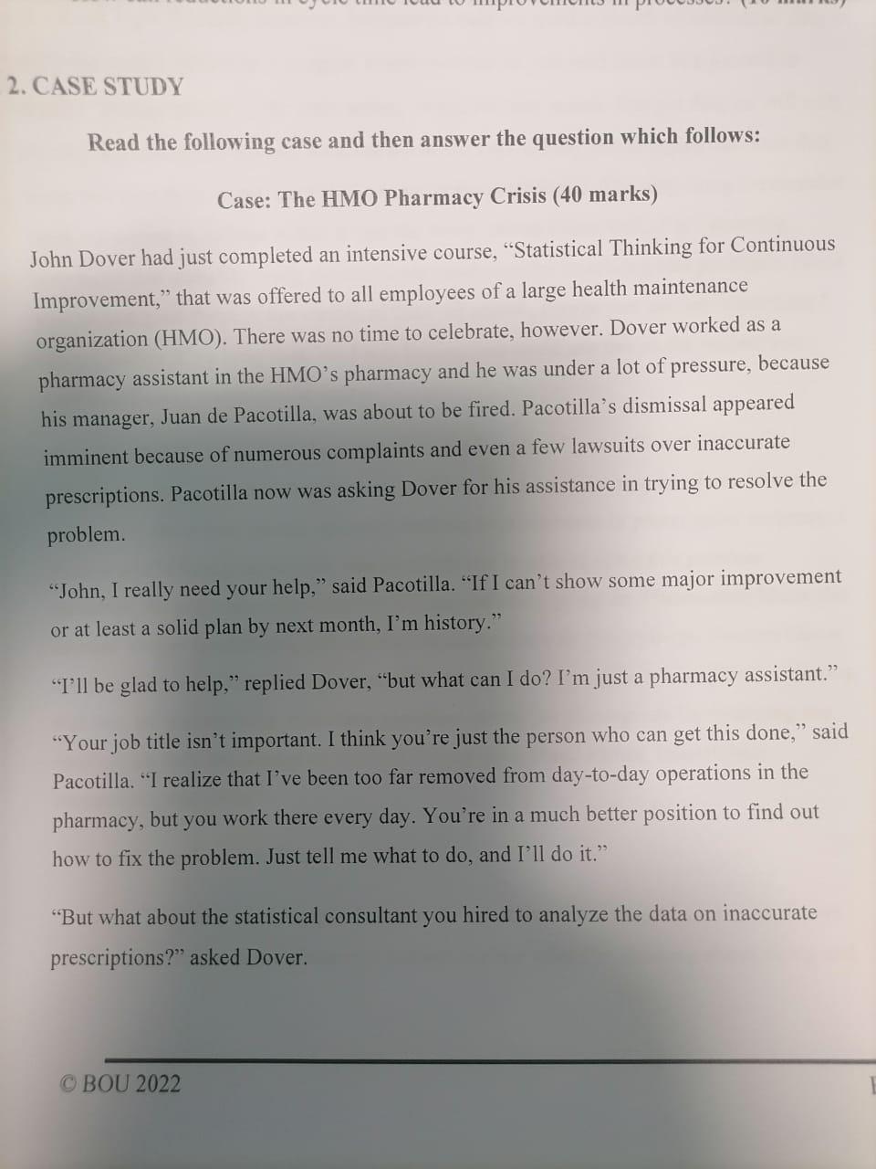 CASE STUDY Read the following case and then