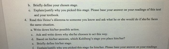 b. Briefly define your chosen stage. c.