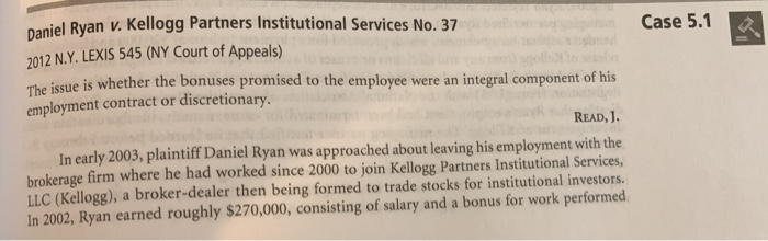 Case 5.1 Daniel Ryan v. Kellogg Partners