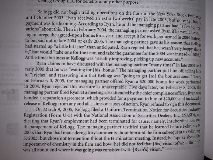 Case 5.1 Daniel Ryan v. Kellogg Partners