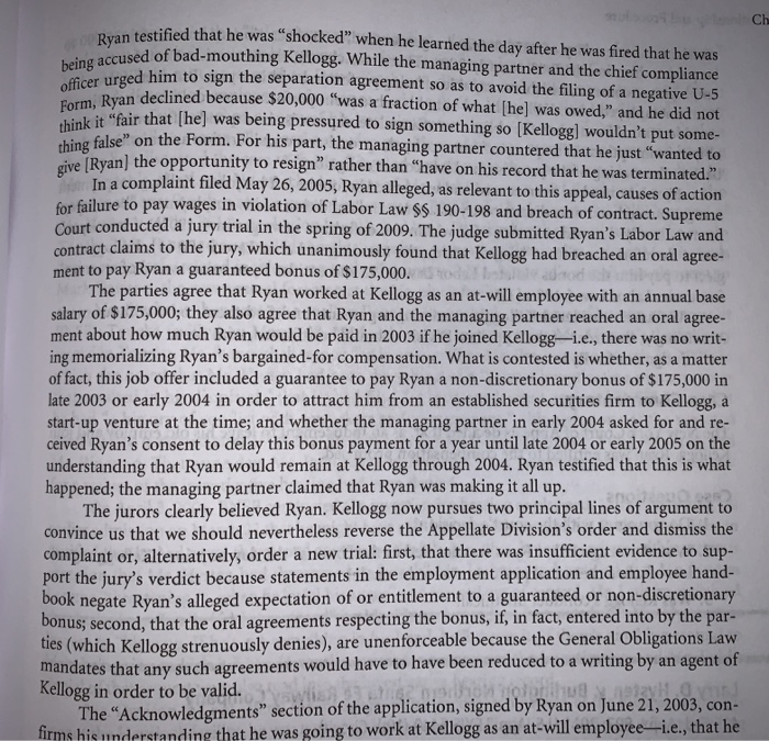 Case 5.1 Daniel Ryan v. Kellogg Partners