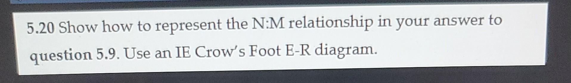5.20 Show how to represent the N:M relationship