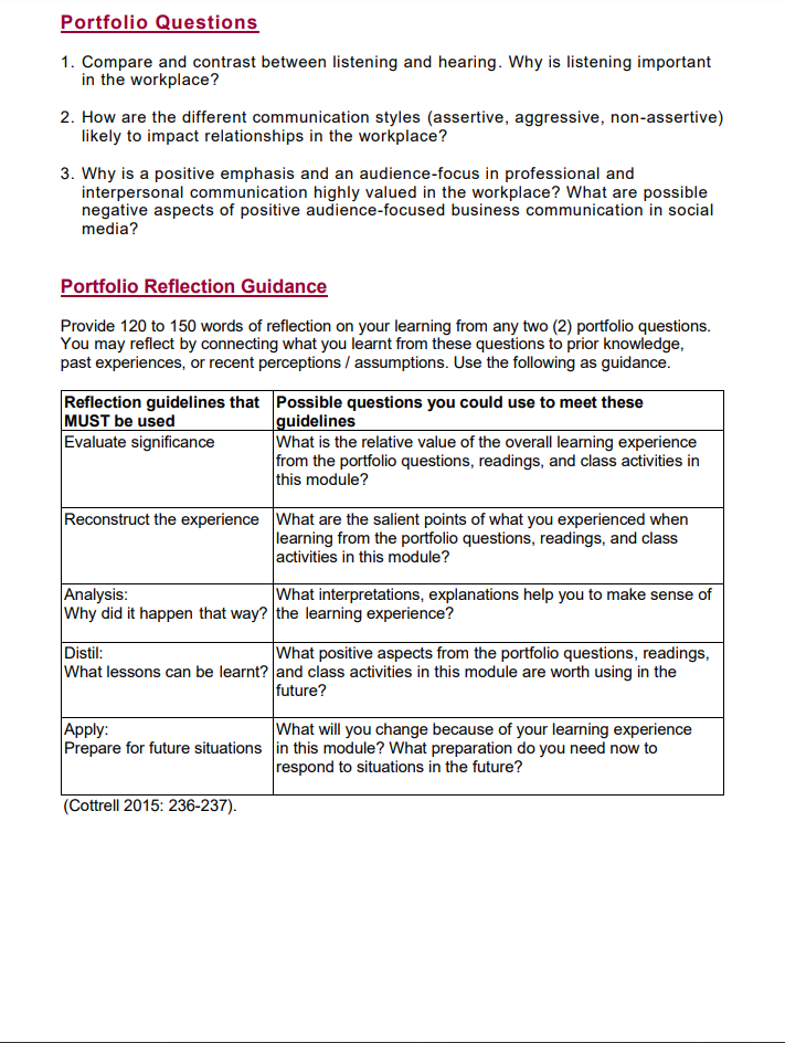 Portfolio Questions 1. Compare and contrast