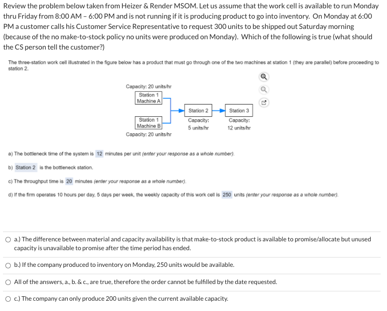 Review the problem below taken from Heizer &