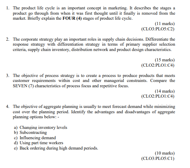 1. The product life cycle is an important concept