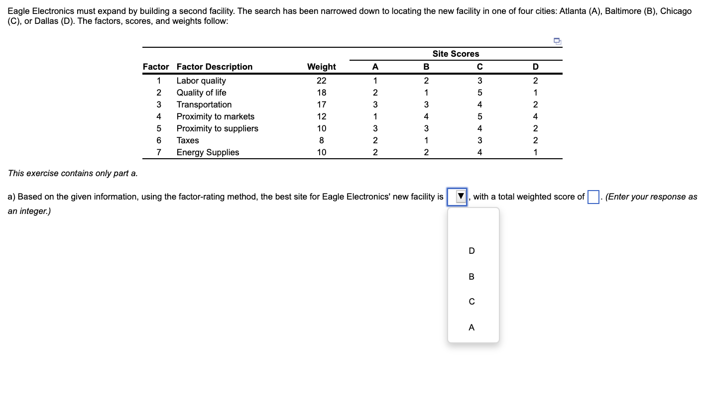 Eagle Electronics must expand by building a