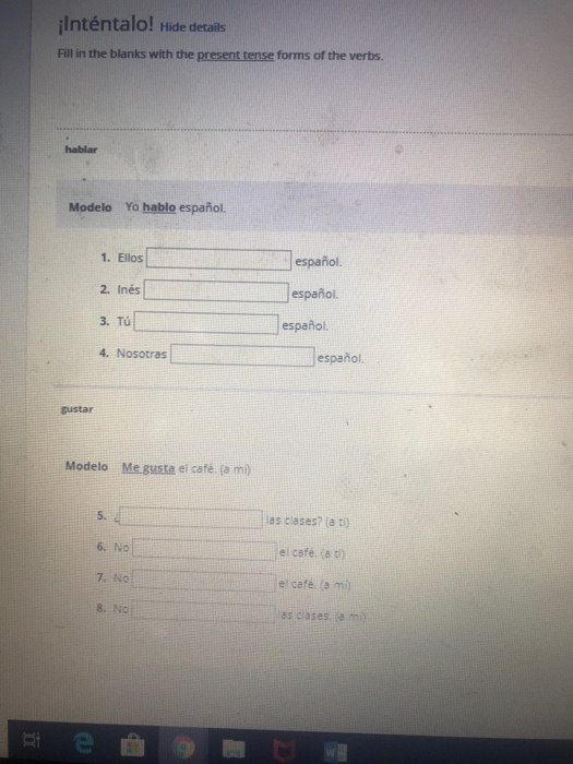Intntalo! Hide details Fill in the blanks with