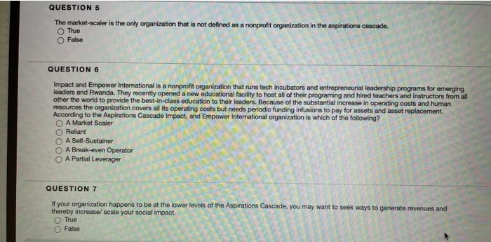 QUESTION 5 The market-scaler is the only