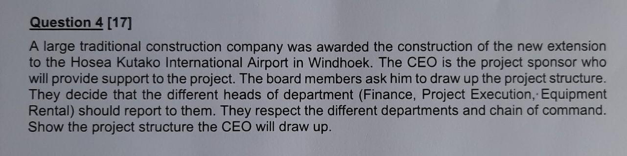 Question 4 [17] A large traditional construction